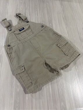 OshKosh Children’s Tan Cargo Short Overalls 18 Months 100% Cotton